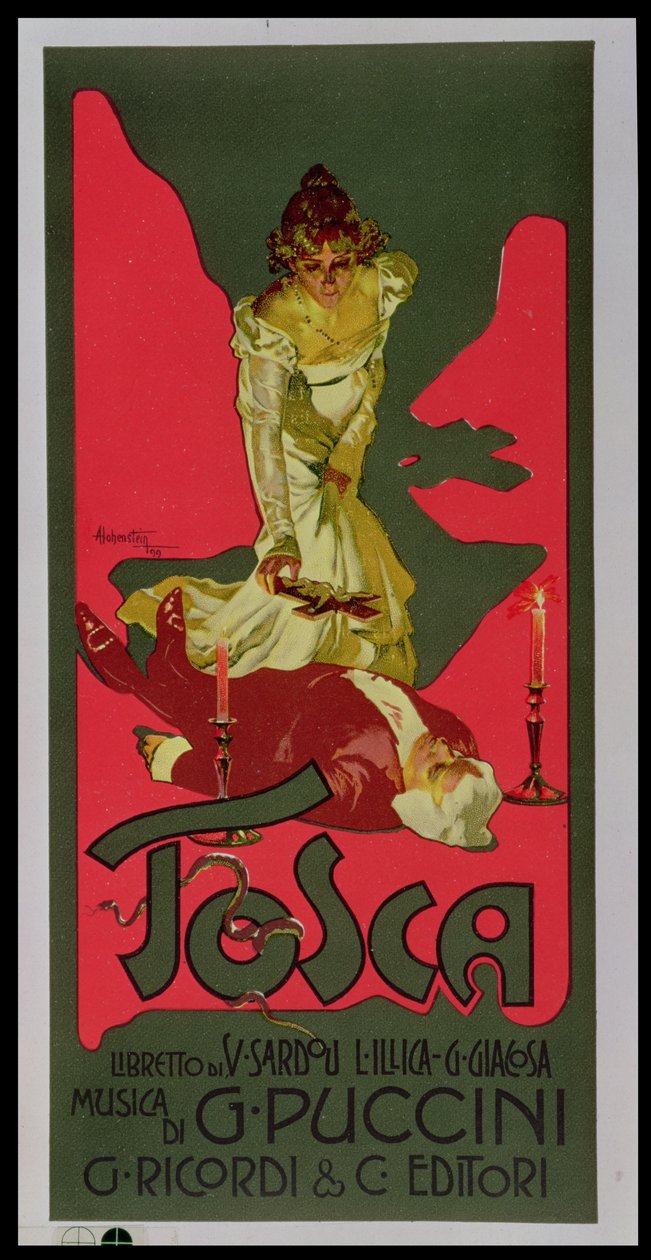 Tosca, plakat reklamujący przedstawienie autorstwa Adolfo Hohenstein