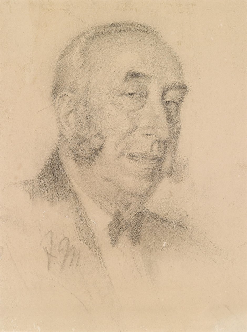 Portret dżentelmena z wąsami autorstwa Adolph Menzel