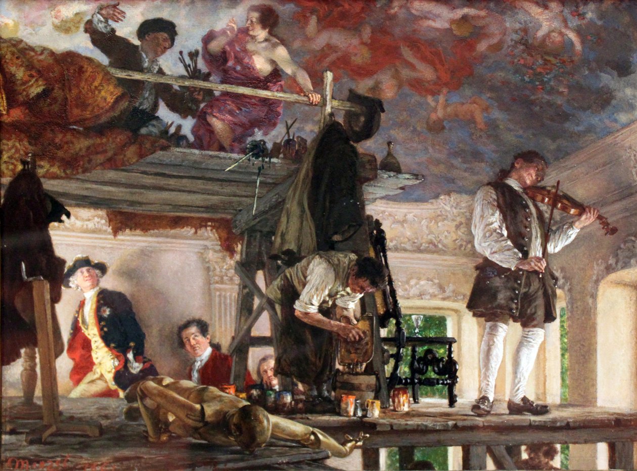 Książę koronny Fryderyk odwiedza malarza Pesne autorstwa Adolph Menzel