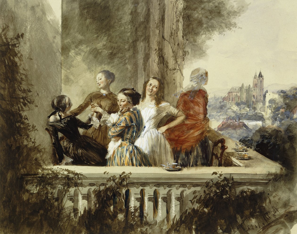 Na zewnątrz, 1852 autorstwa Adolph Menzel