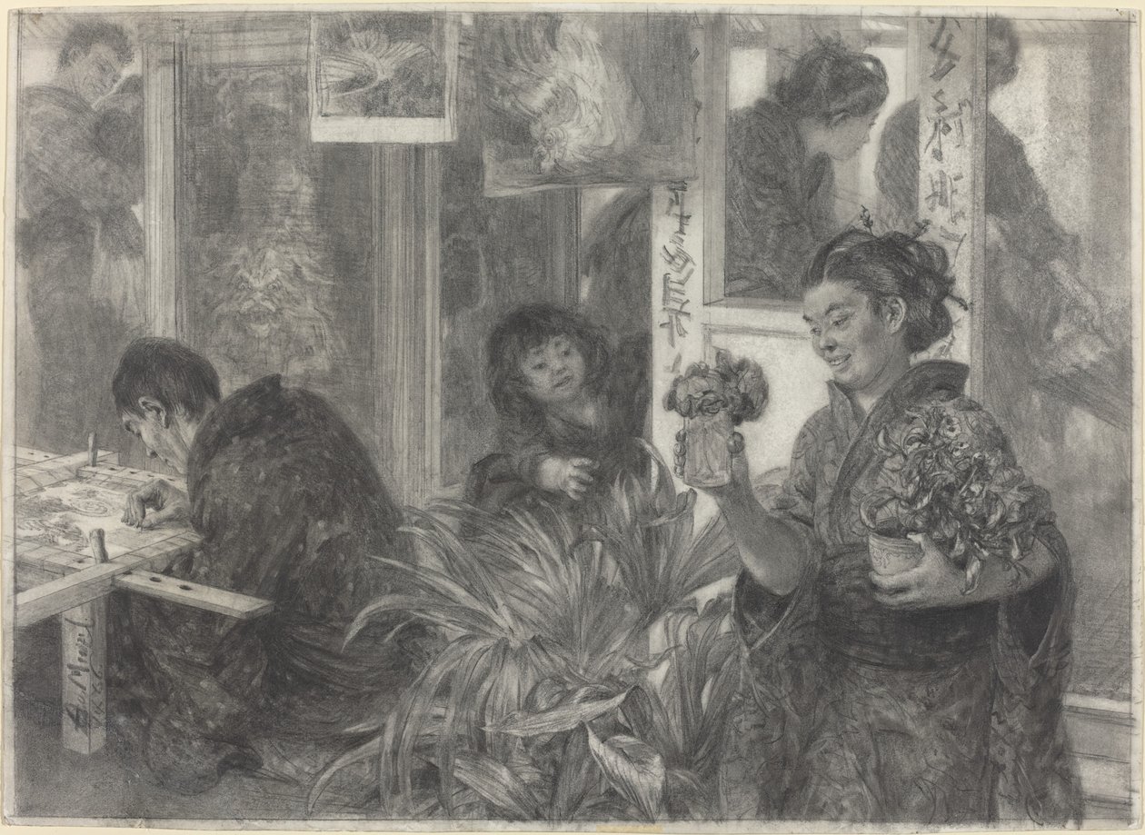 Japoński artysta w pracy autorstwa Adolph Menzel