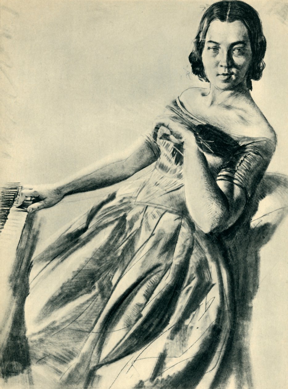 Kobieta przy fortepianie, 1846, 1943. autorstwa Adolph Menzel