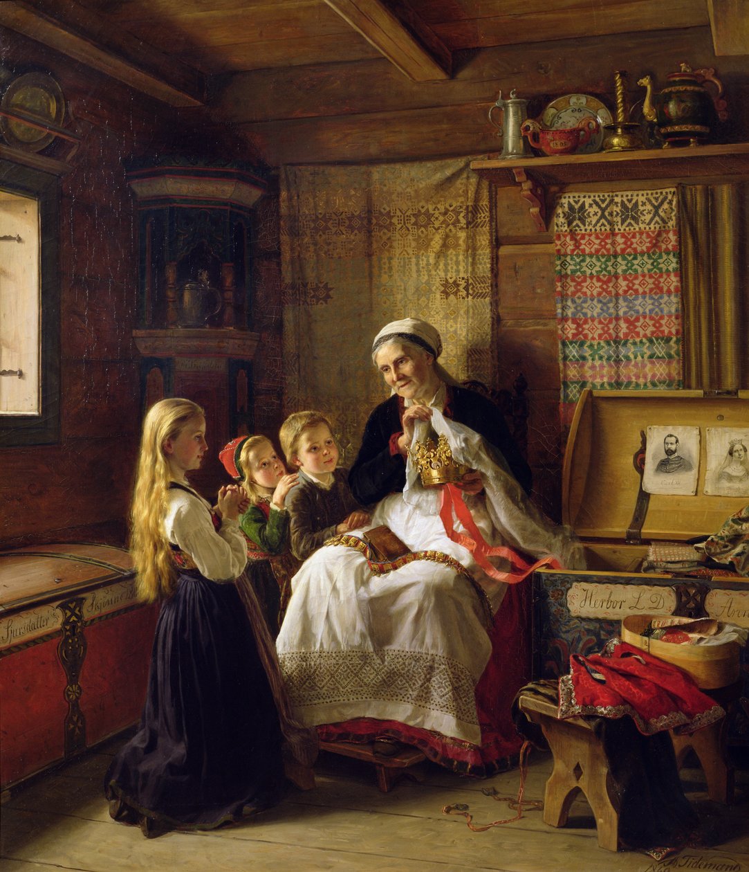 Ślubna Korona Babci autorstwa Adolph Tidemand