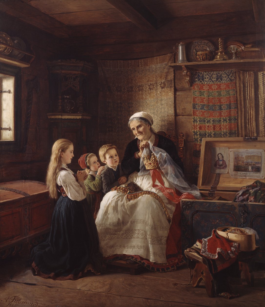Babcia korona ślubna autorstwa Adolph Tidemand