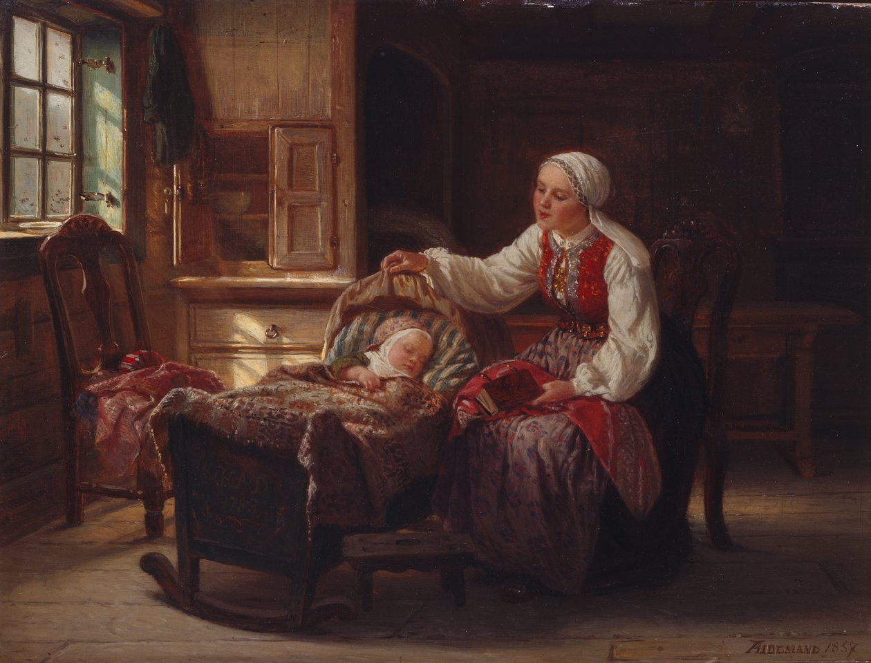 Matka z dzieckiem autorstwa Adolph Tidemand