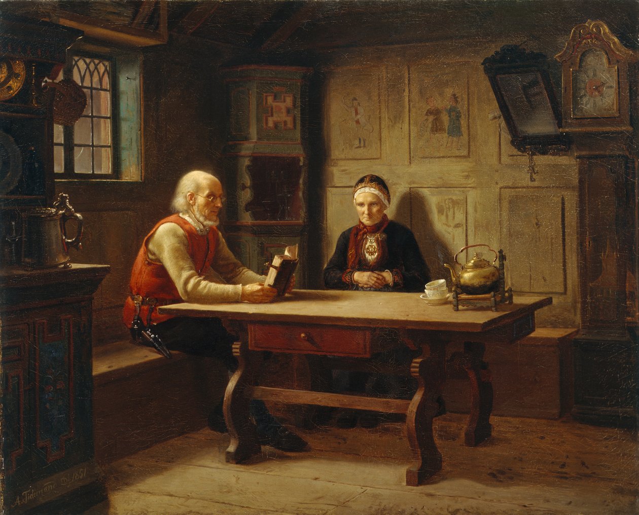 Samotny stary (Modlitwy domowe), Gulsvik autorstwa Adolph Tidemand