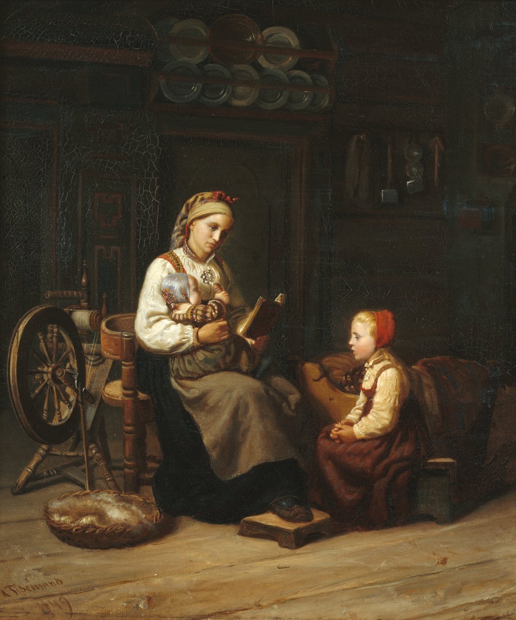 Nauczanie matki autorstwa Adolph Tidemand