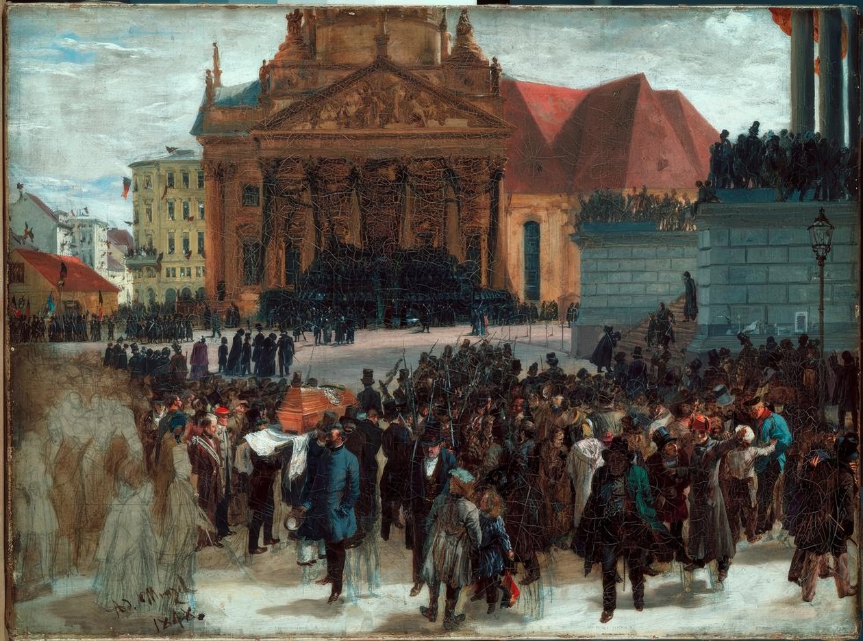 Układanie poległych w marcu autorstwa Adolph Menzel