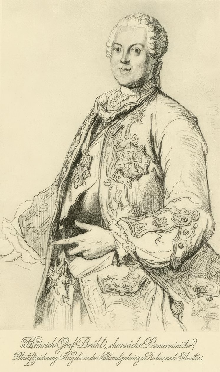 Heinrich von Brühl / Menzel wg Silvestre autorstwa Adolph Menzel