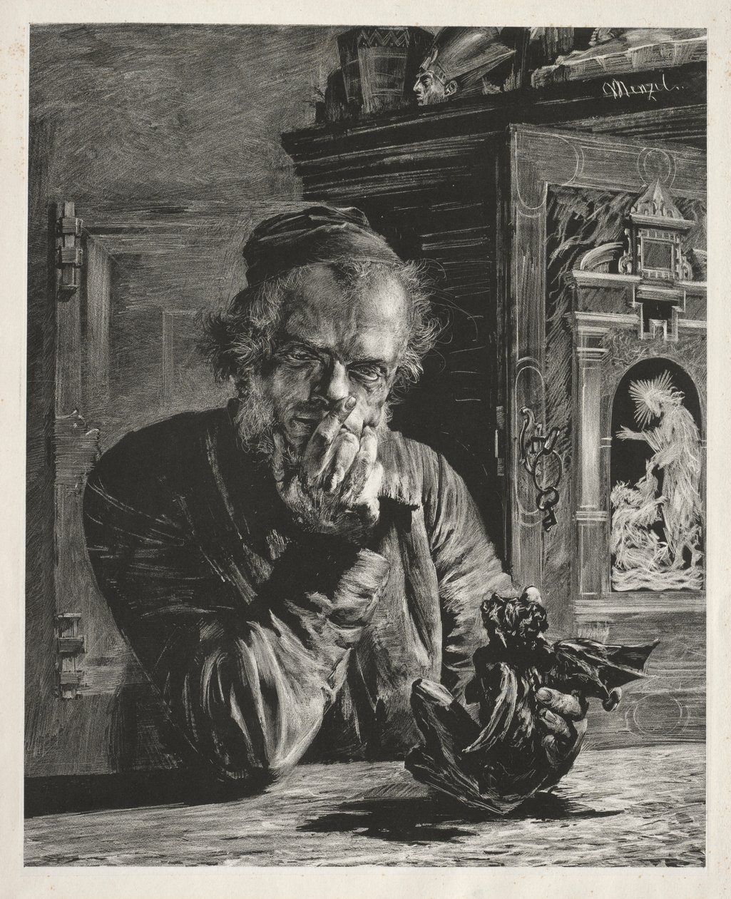 Antykwariusz - Autoportret autorstwa Adolph Menzel