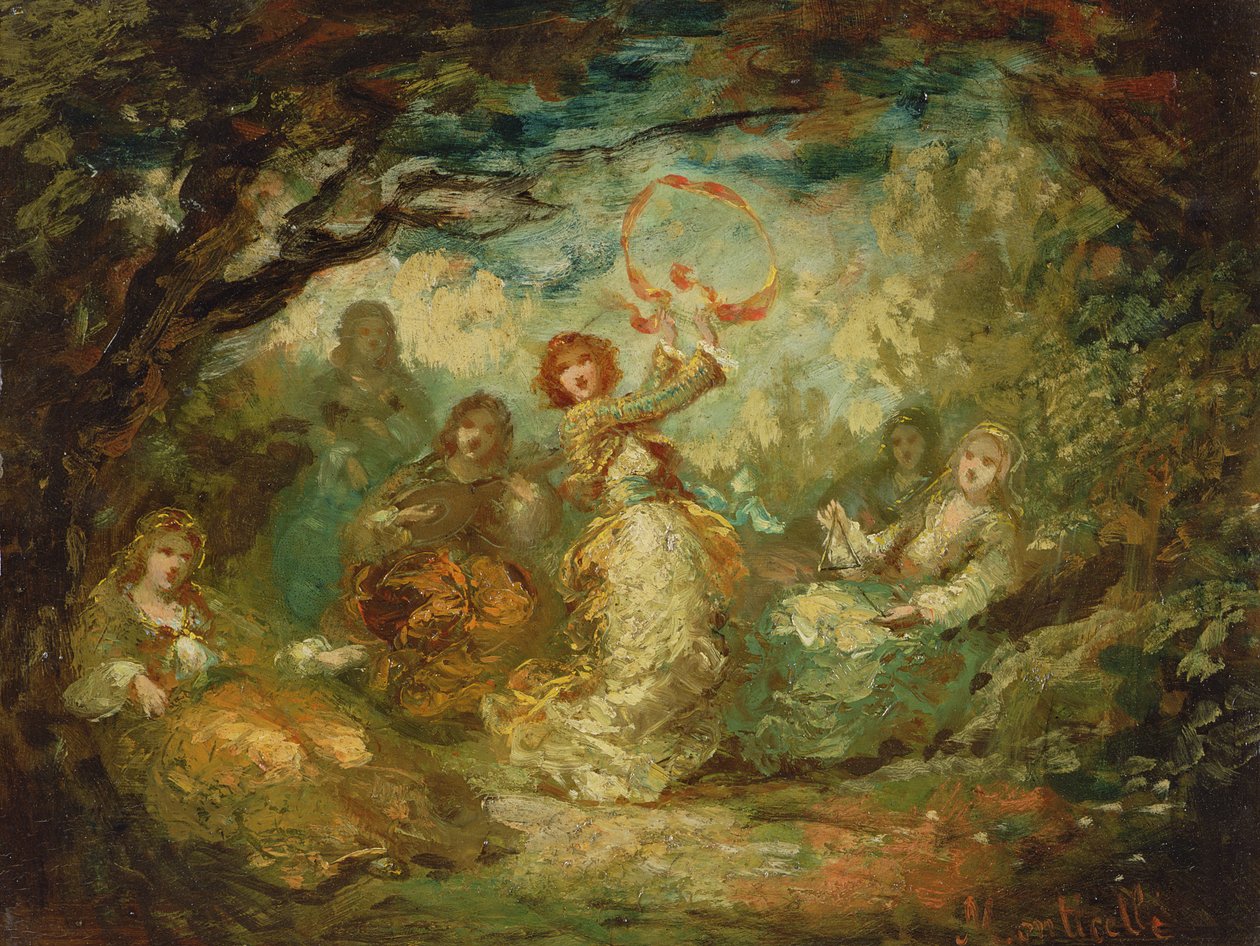 Taniec Cyganów, XIX w. autorstwa Adolphe Joseph Thomas Monticelli