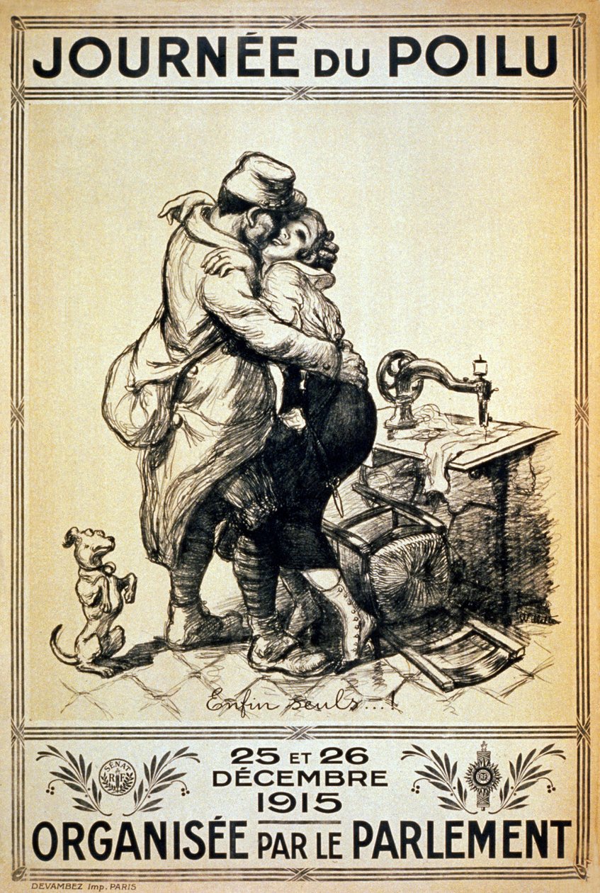 Wreszcie sam - Dzień Poilu, 1915 r. autorstwa Adolphe Leon Willette