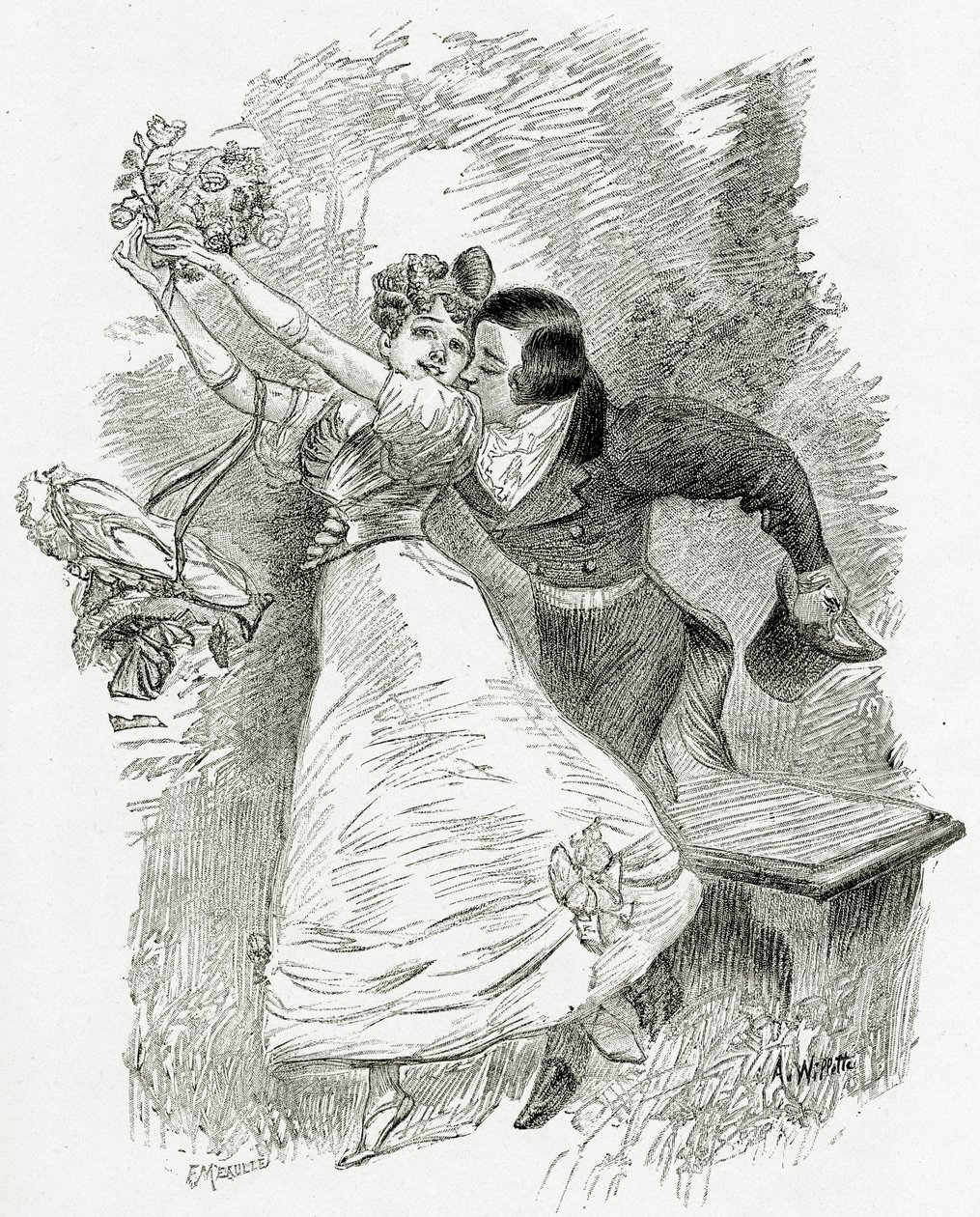 Ilustracja z Toute la Lyre, XIX w. (grawerunek bw) autorstwa Adolphe Leon Willette