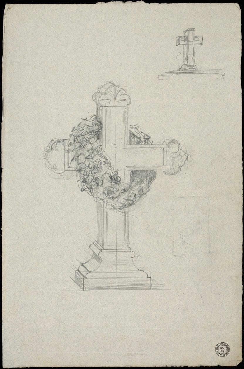 Szkic grobowca rodziny Karakehia na cmentarzu Père Lachaise w Paryżu autorstwa Adolphe Victor Geoffroy Dechaume