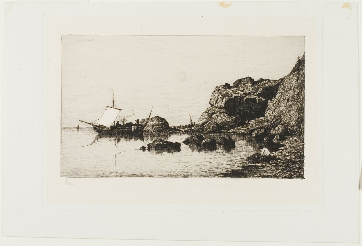 Statek rybacki w pobliżu klifów w Collioure autorstwa Adolphe Appian