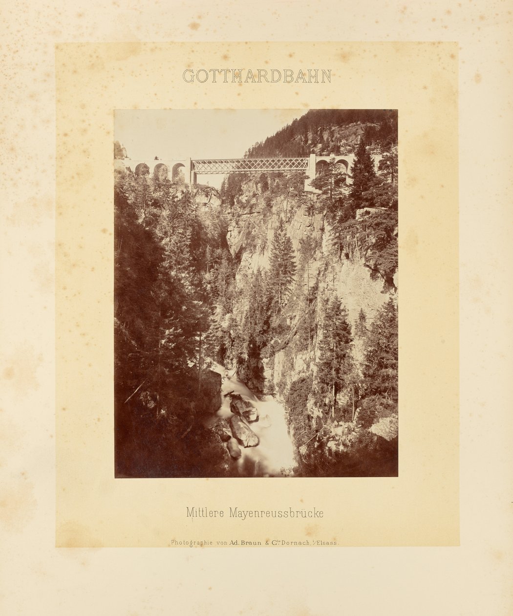 Kolej Gottharda: Środkowy most Mayenreuss autorstwa Adolphe Braun and Cie