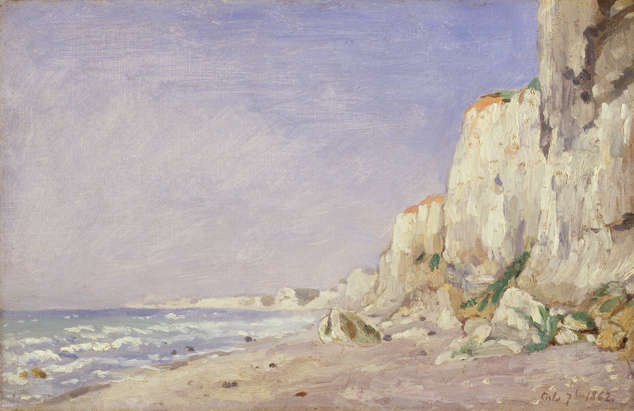 Klify w pobliżu Dieppe, 1862 autorstwa Adolphe Felix Cals
