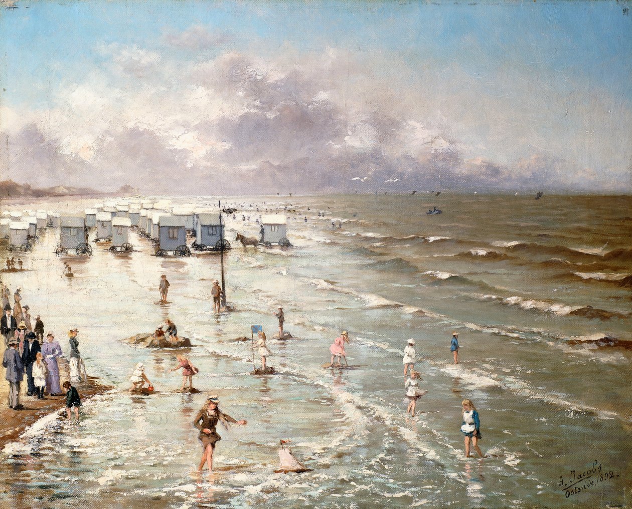Plaża w Ostendzie, 1892 autorstwa Adolphe Jacobs