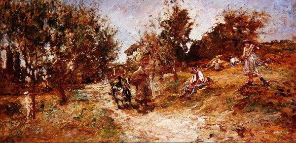 Krajobraz w Ganagobie, 1872 (panel) autorstwa Adolphe Joseph Thomas Monticelli