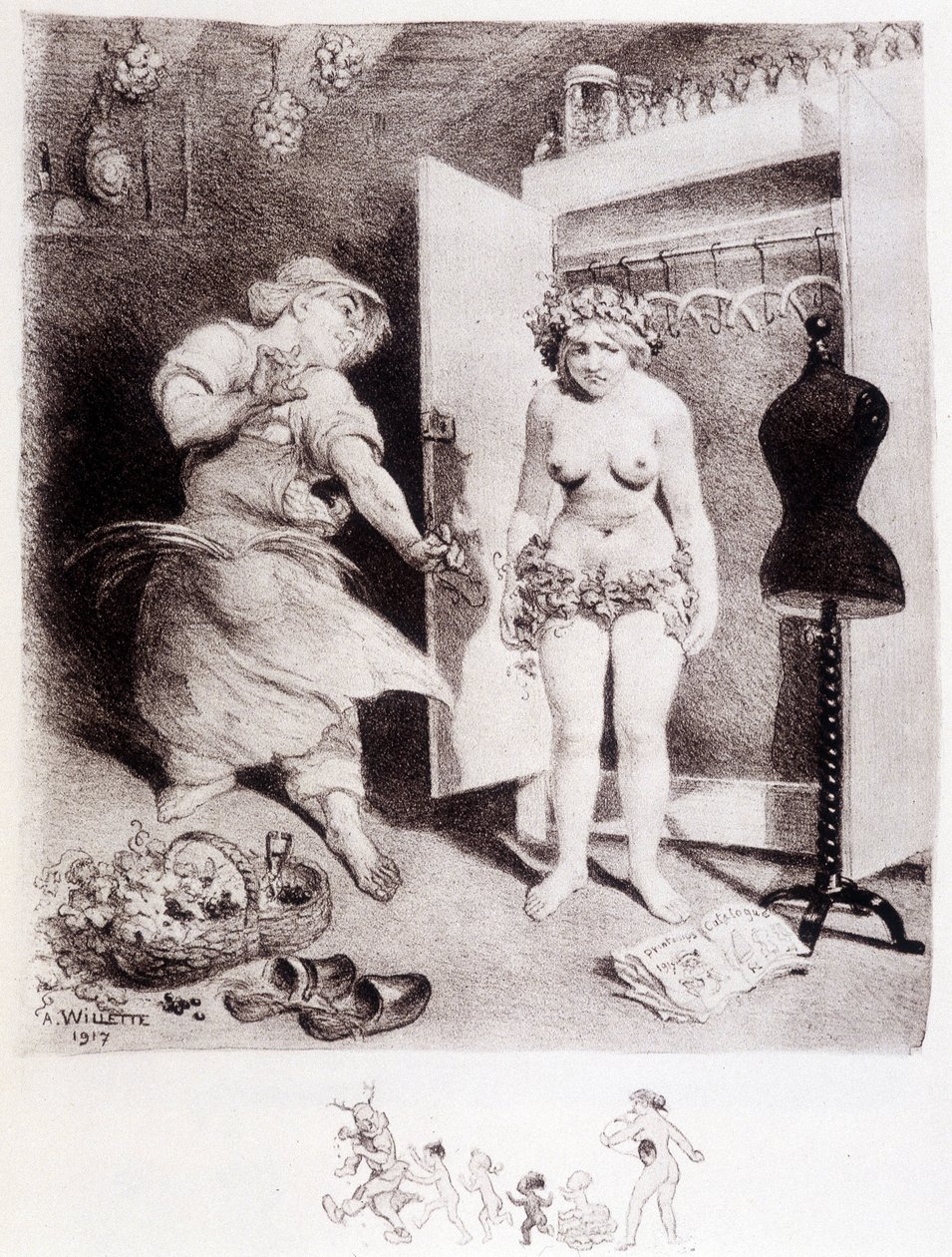 Chciwość - rysunek Willette autorstwa Adolphe Leon Willette