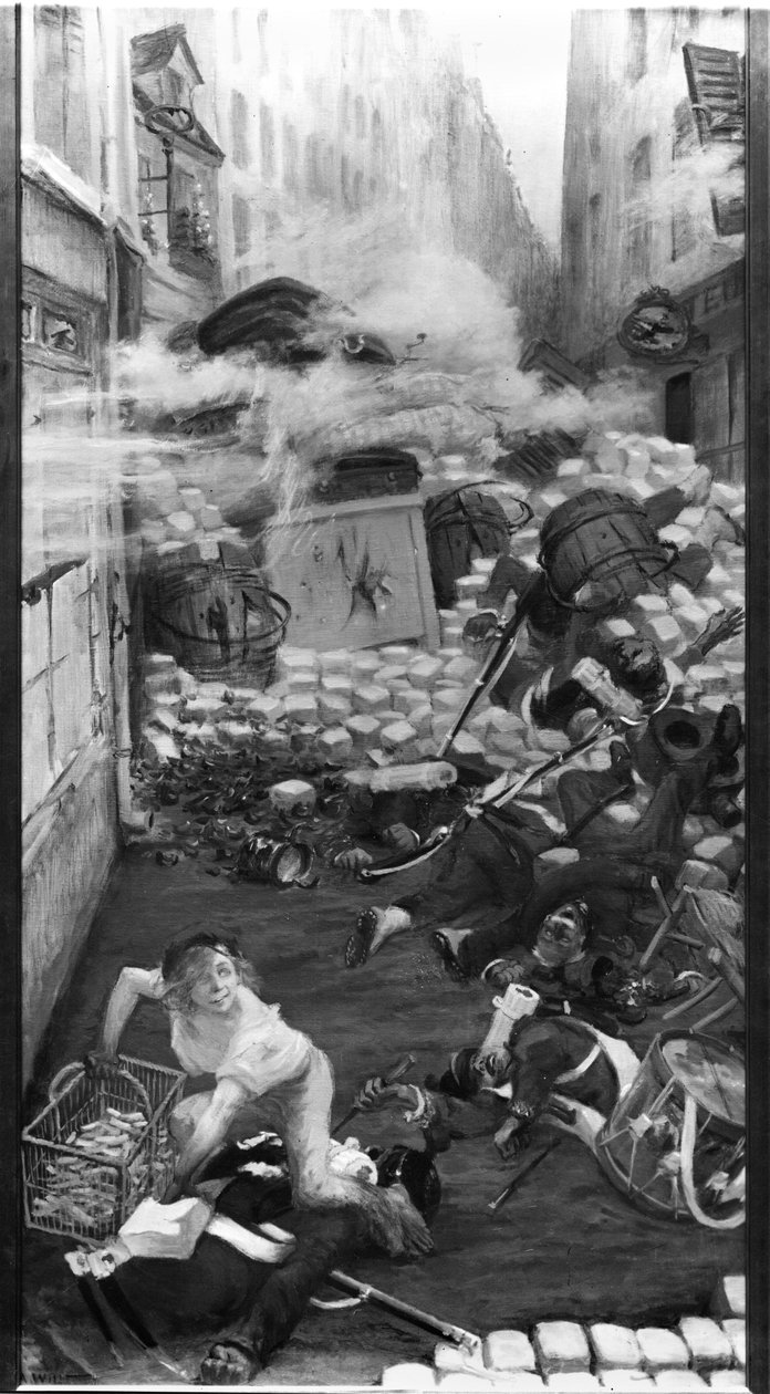Gavroche Collecting Cartridges poli autorstwa Adolphe Leon Willette
