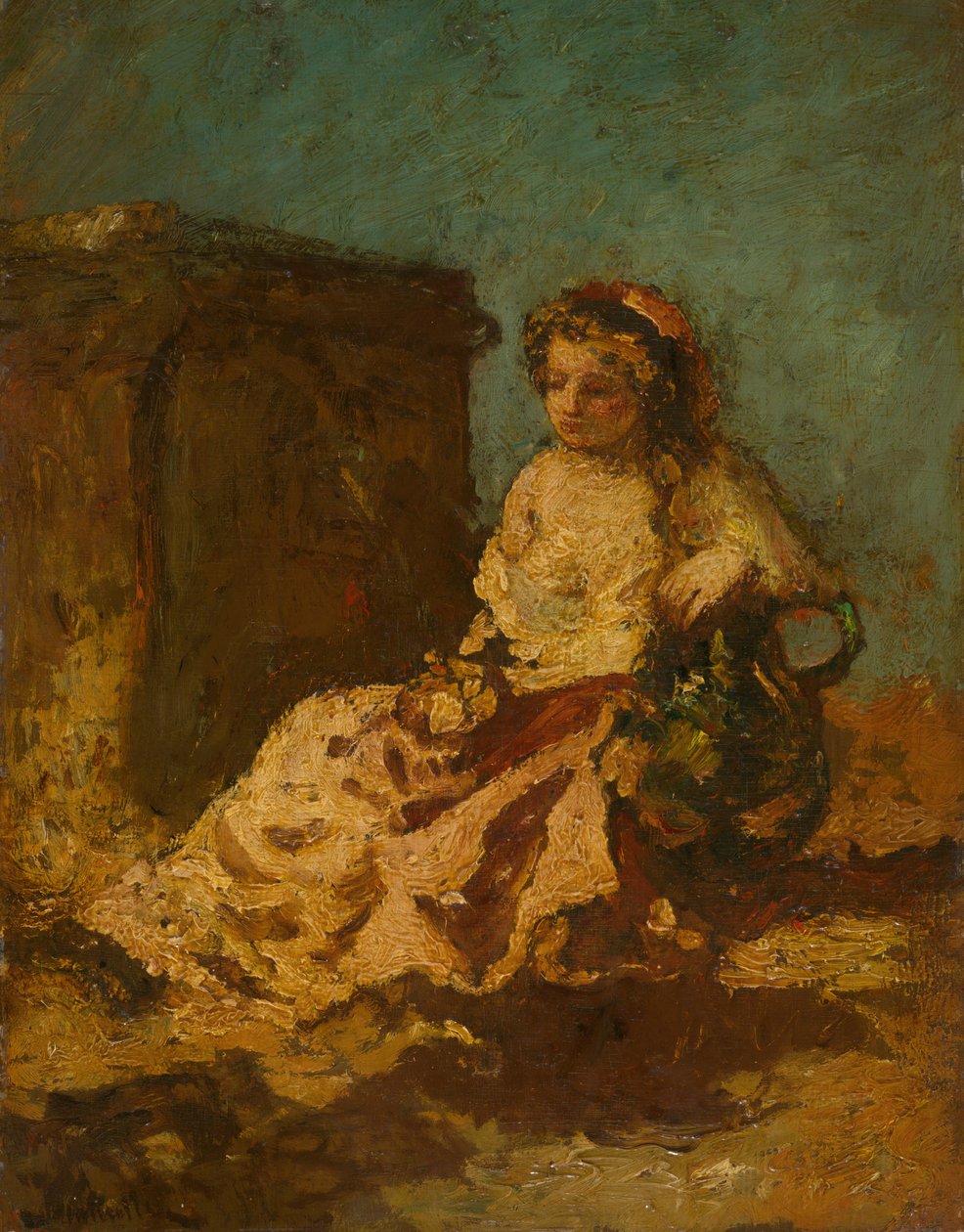 Siedząca kobieta medytująca 187879. autorstwa Adolphe Monticelli