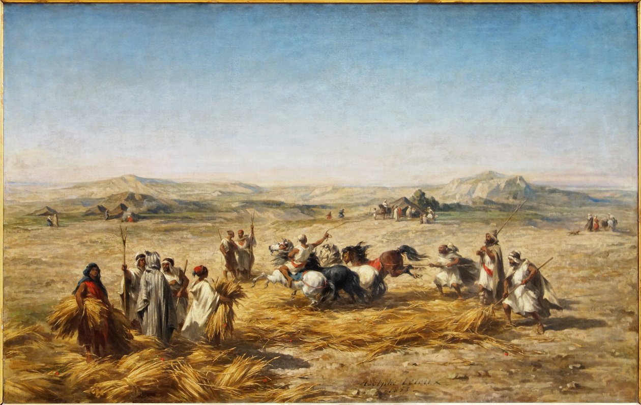 Francuski: Rozładunek pszenicy w Algierii autorstwa Adolphe Pierre Leleux