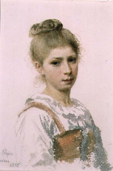 Portret młodej dziewczyny autorstwa Adolphe Ragon