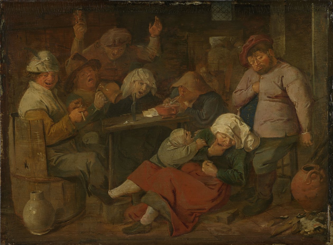 Karczma z pijanymi chłopami. autorstwa Adriaen Brouwer