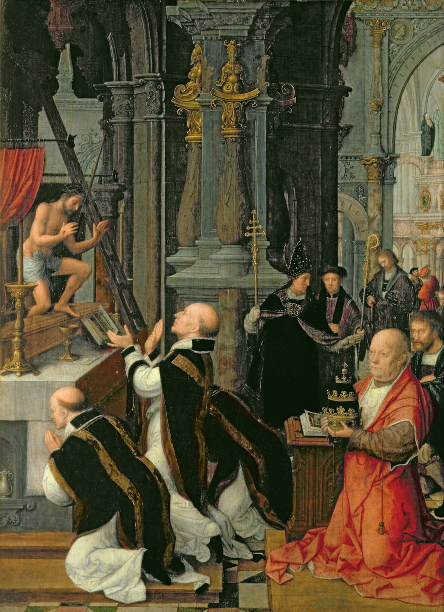 Msza św. Grzegorza autorstwa Adriaen Isenbrandt or Isenbrant