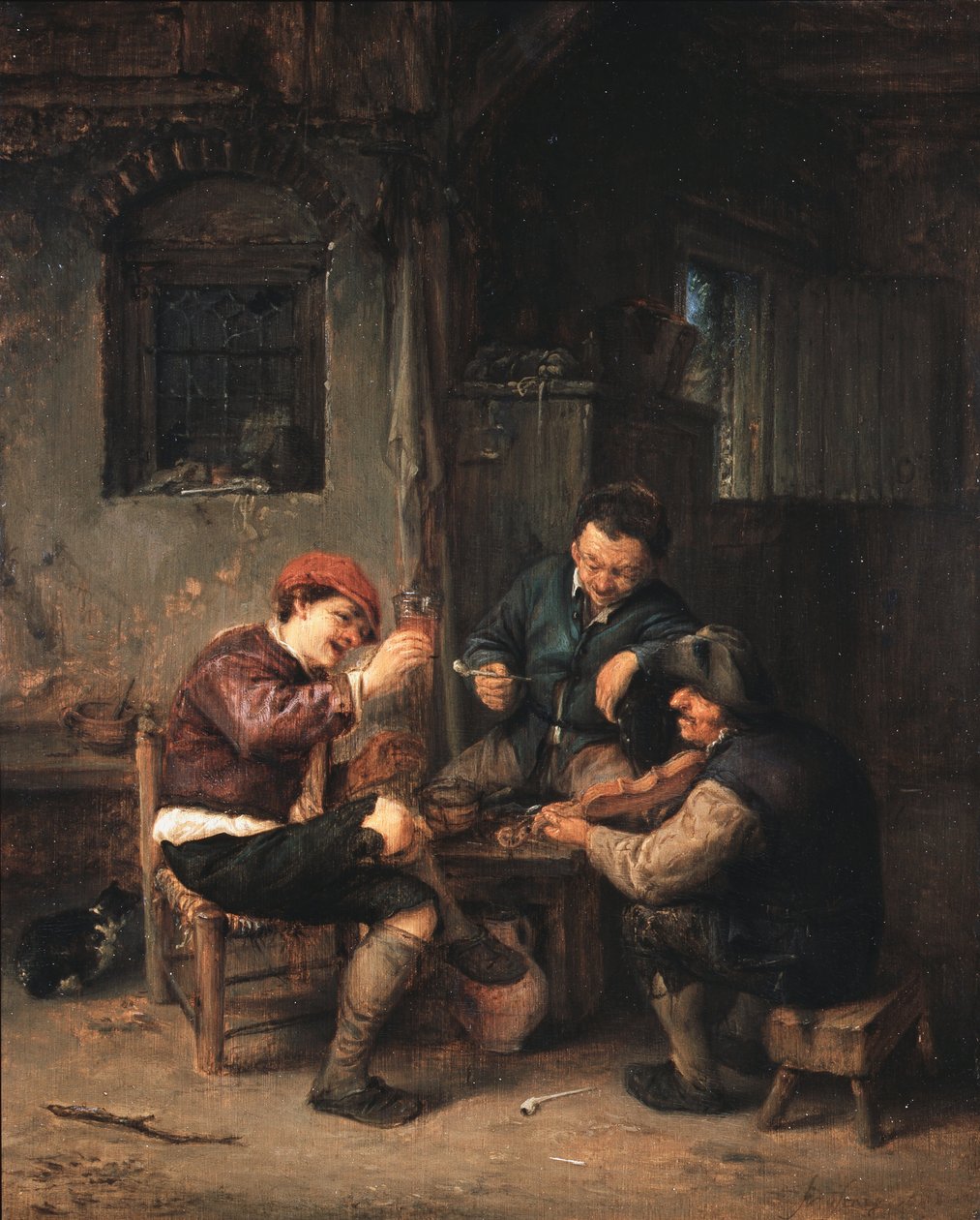 Trzech chłopów w karczmie autorstwa Adriaen Jansz. van Ostade