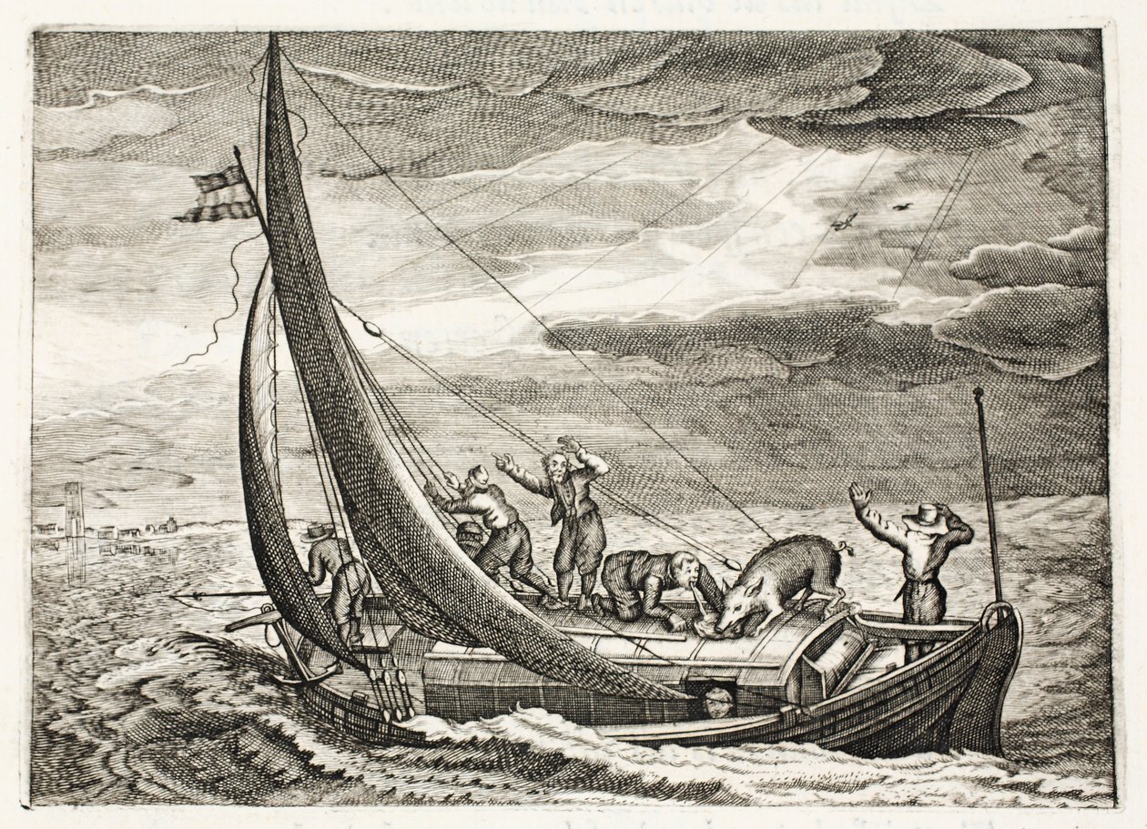Człowiek bez wiary, ilustracja z „Emblemata of Zinne-werk” Johannesa de Brune (1589-1658), Jan Jacobs Schipper, Amsterdam, 1661 autorstwa Adriaen Pietersz van de Venne