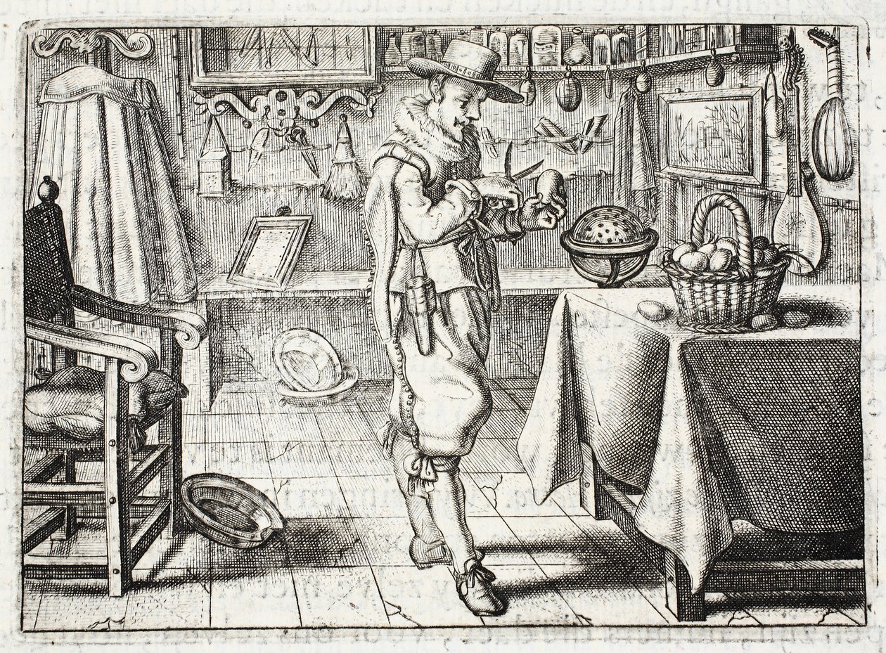 Mycie kukurydzy, ilustracja z „Emblemata of Zinne-werk” Johannesa de Brune (1589-1658), Jan Jacobs Schipper, Amsterdam, 1661 autorstwa Adriaen Pietersz van de Venne