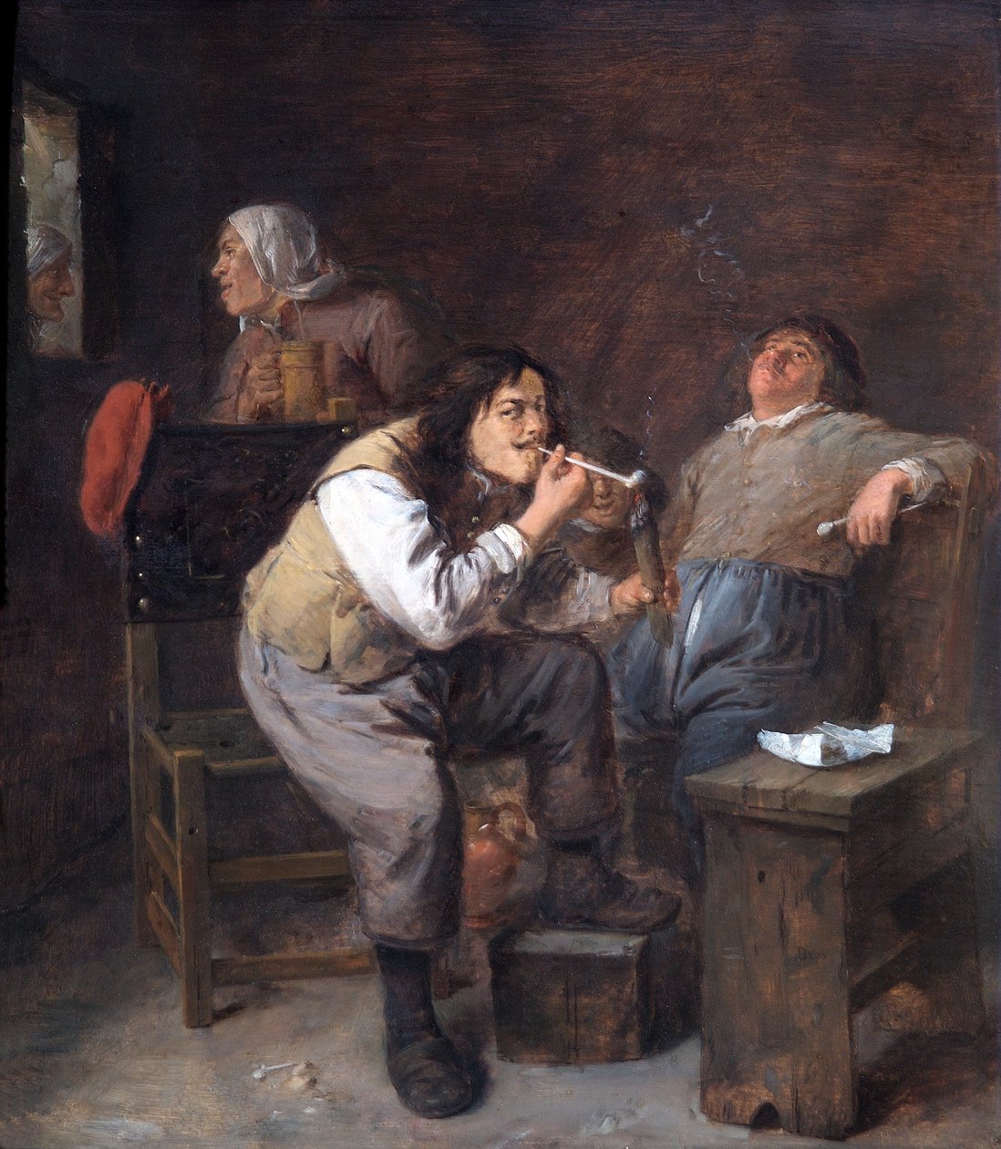 Palacze, ok. 1635-38 (olej na desce dębowej) autorstwa Adriaen Brouwer