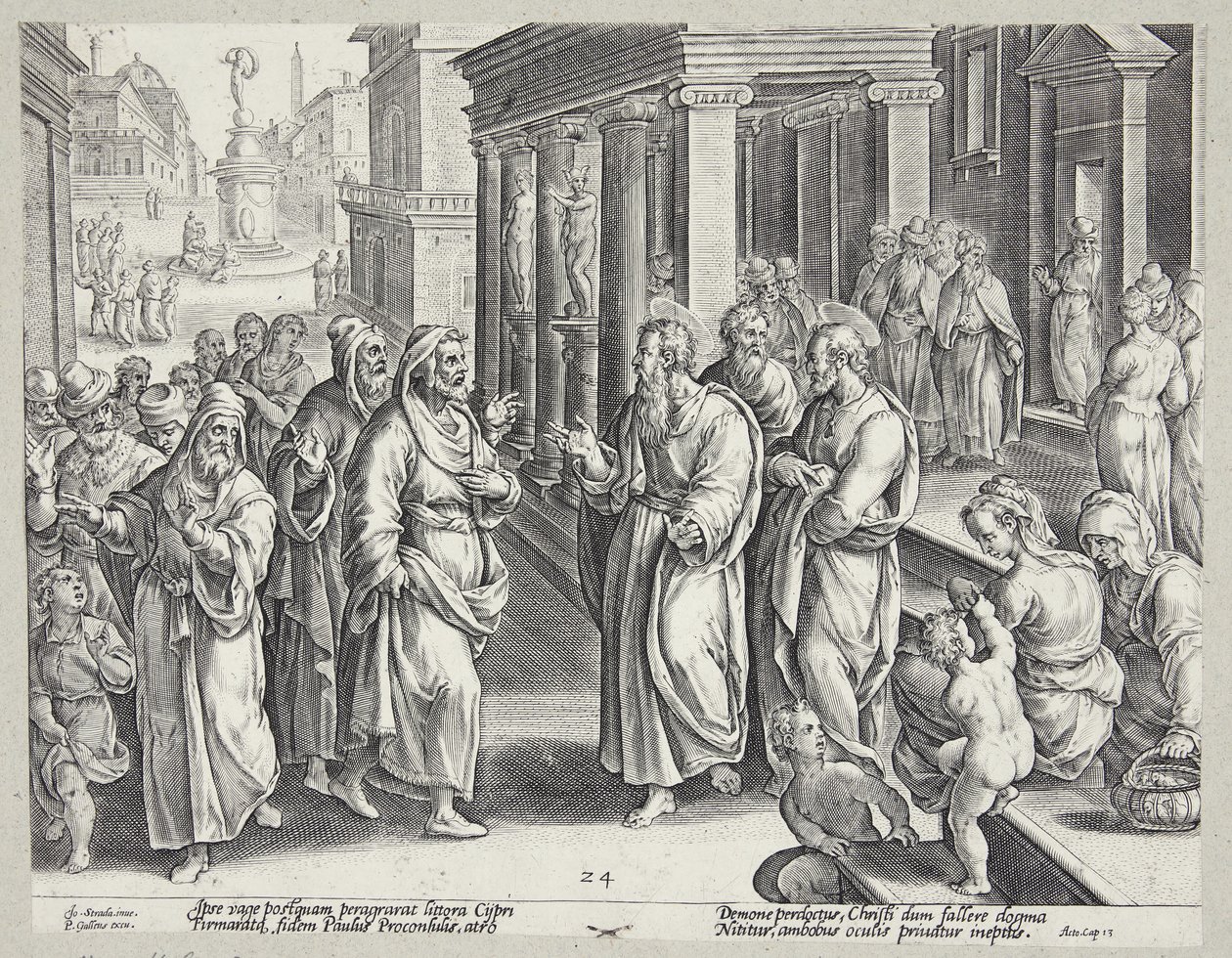 Oślepienie Elimas autorstwa Adriaen Collaert