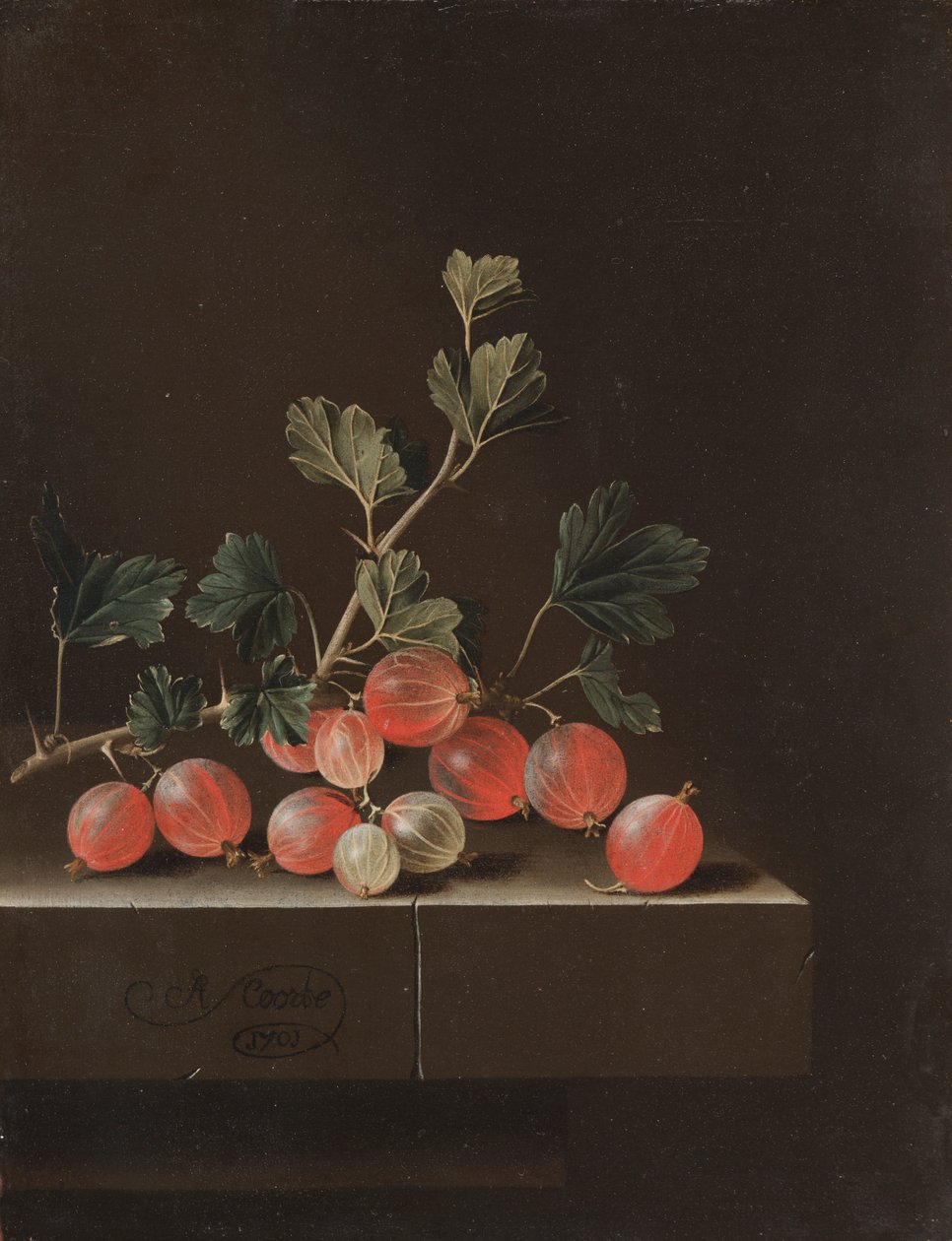 Agrest na stole, 1701. autorstwa Adrian Coorte
