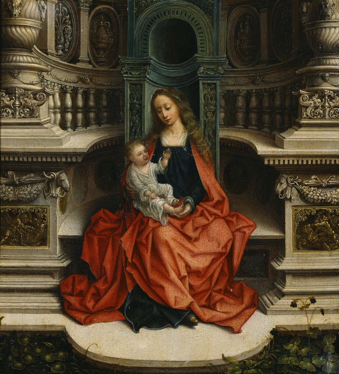 Madonna z Dzieciątkiem na tronie, XVI w. autorstwa Adriaen Isenbrandt or Isenbrant