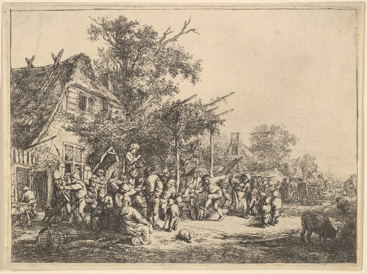 Taniec pod kratą, 1610-85. autorstwa Adriaen Jansz. van Ostade