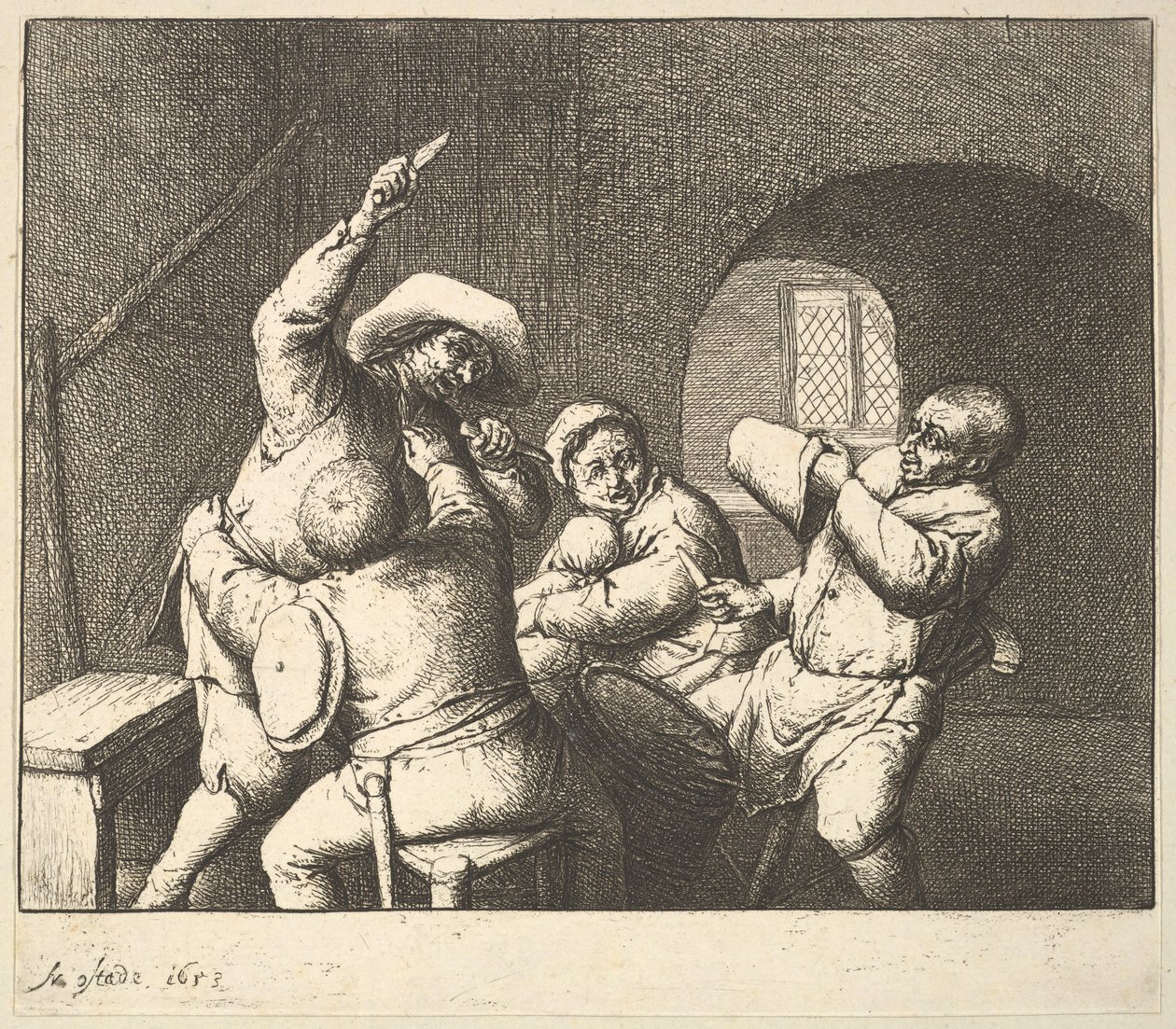 Pchnięcie noża, 1610-85. autorstwa Adriaen Jansz. van Ostade