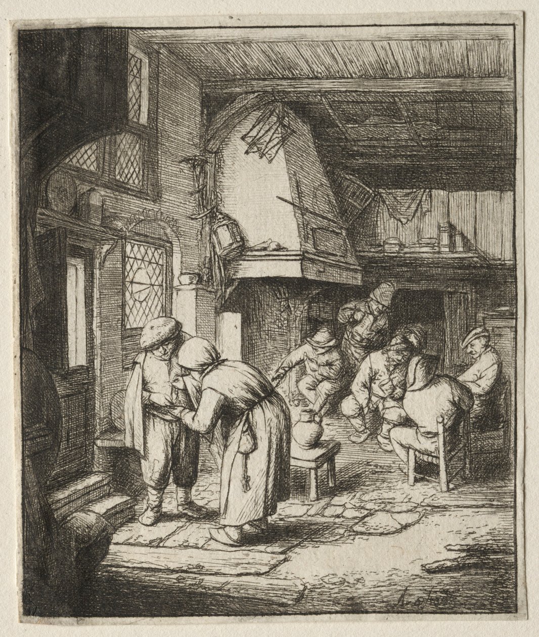 Chłop spłaca swój dług. autorstwa Adriaen Jansz. van Ostade