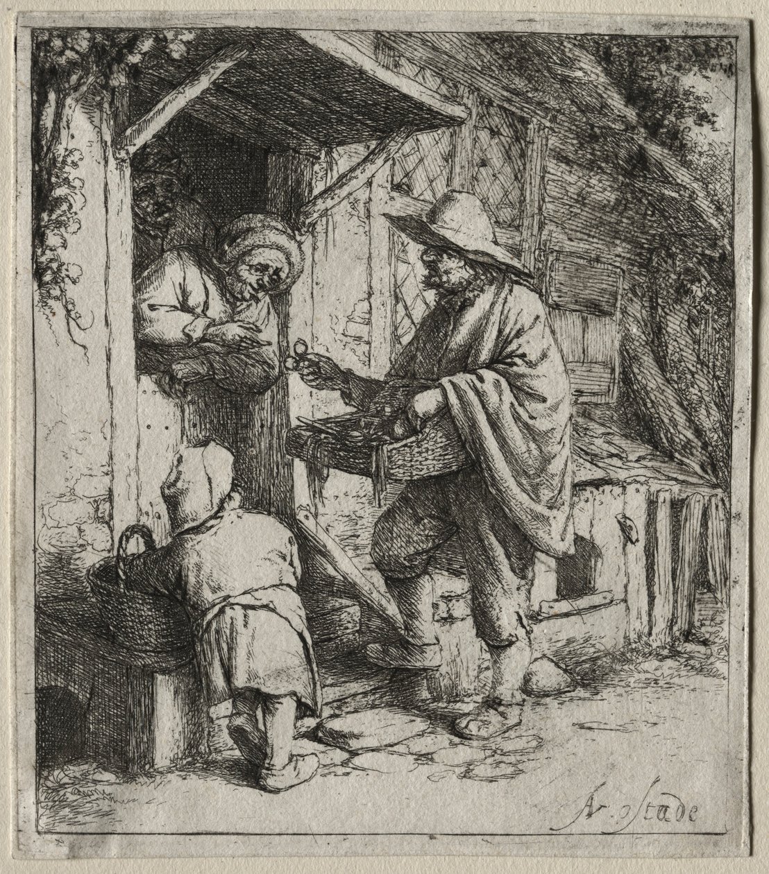 Sprzedawca spektakli. autorstwa Adriaen Jansz. van Ostade