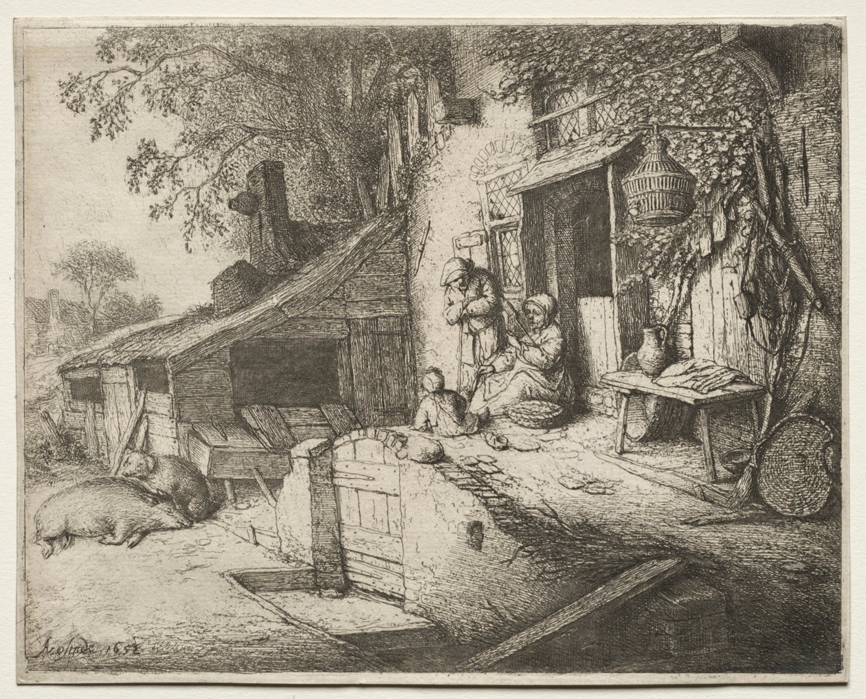 Kobieta wirująca. autorstwa Adriaen Jansz. van Ostade