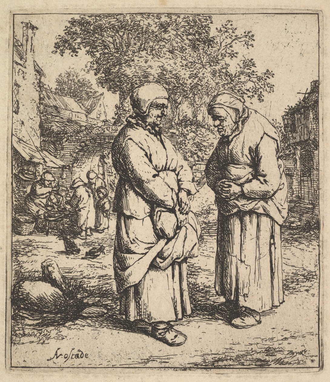Dwie plotki, 1610-85. autorstwa Adriaen Jansz. van Ostade