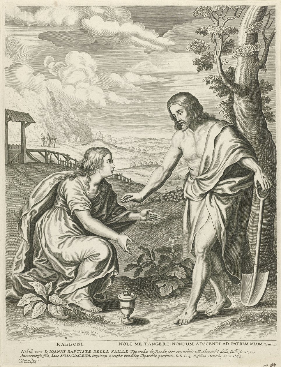 Chrystus ukazuje się Marii Magdalenie jako ogrodnik autorstwa Adriaen Lommelin