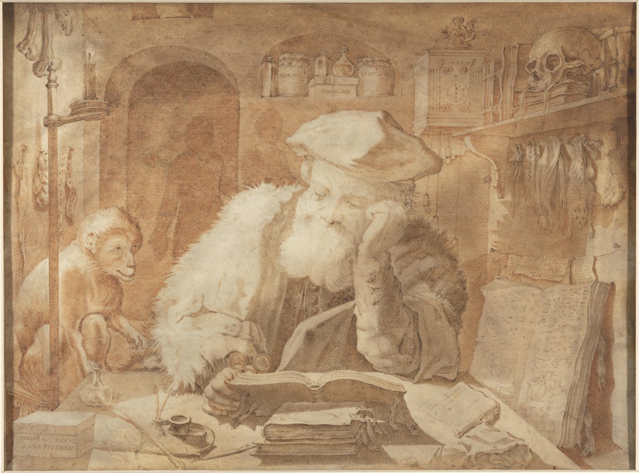 dr. Faust w swoim gabinecie autorstwa Adriaen Matham