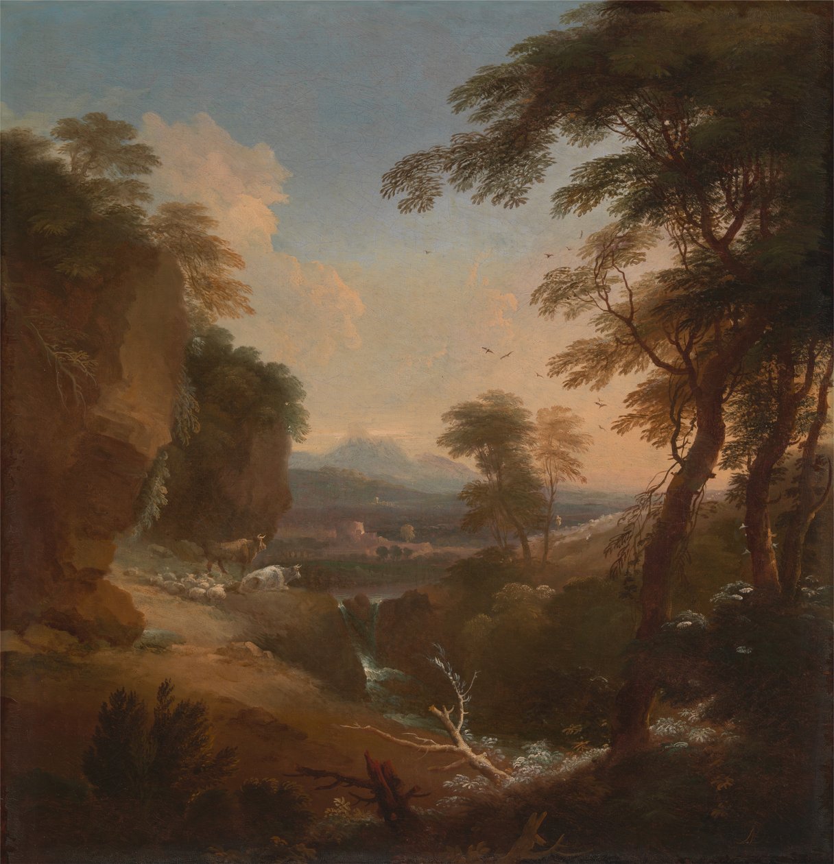 Krajobraz z odległymi górami, ca. 1698. autorstwa Adriaen van Diest