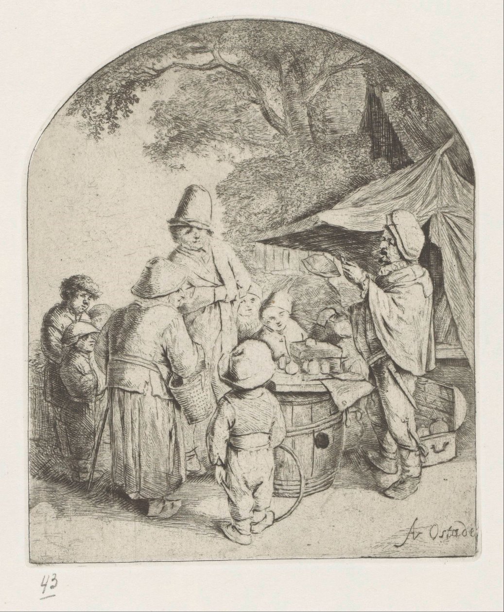 Kwak sprzedaje swoje towary autorstwa Adriaen van Ostade