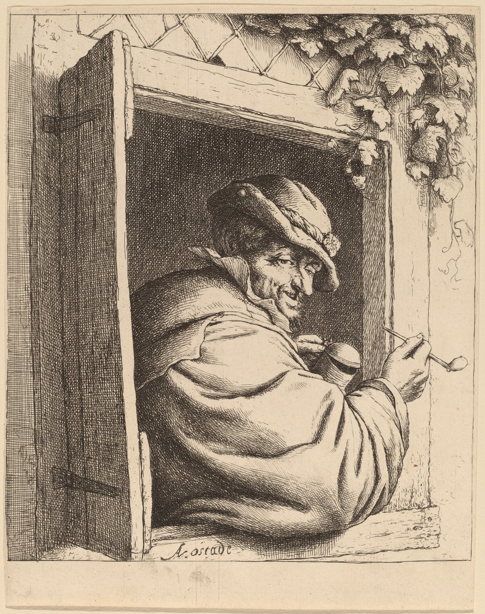 Palacz w oknie autorstwa Adriaen van Ostade