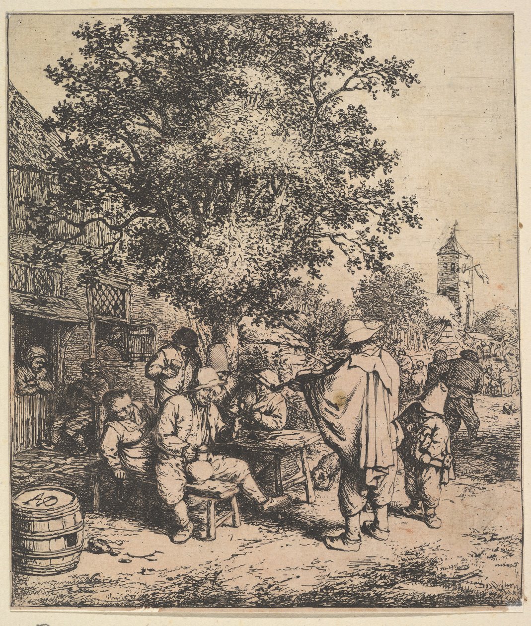 Skrzypek i mały organmistrz, 1610-85. autorstwa Adriaen van Ostade