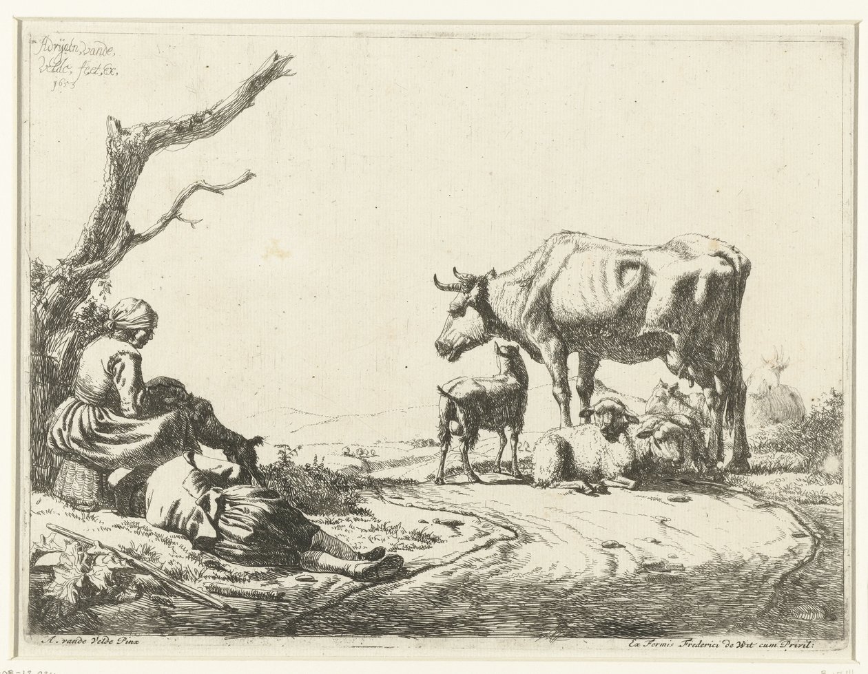 Pasterz i pasterka z żywym inwentarzem autorstwa Adriaen van de Velde
